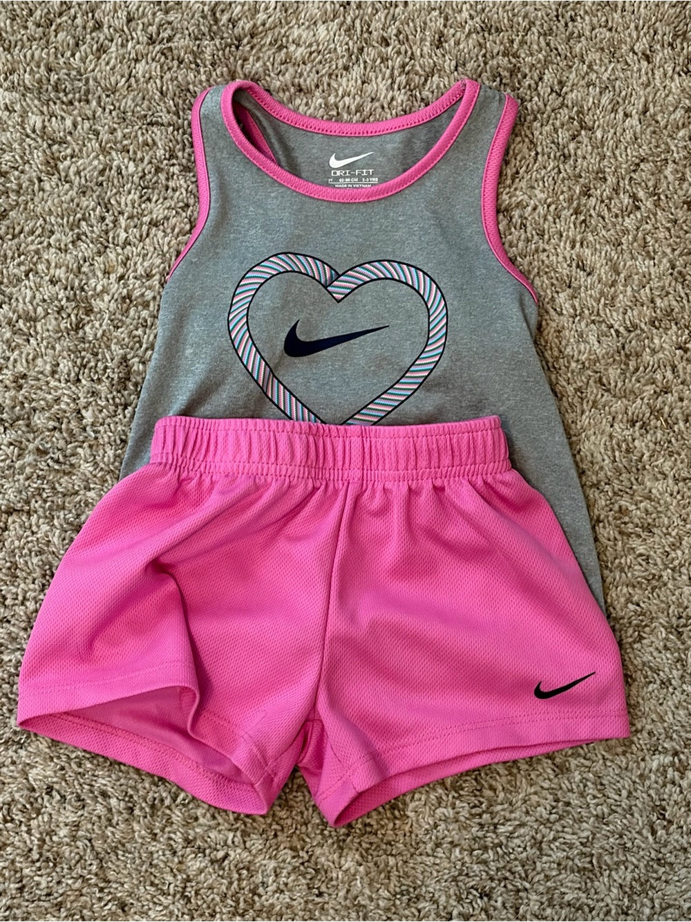 Nike Pink and Gray Girls' Athletic Shorts Set